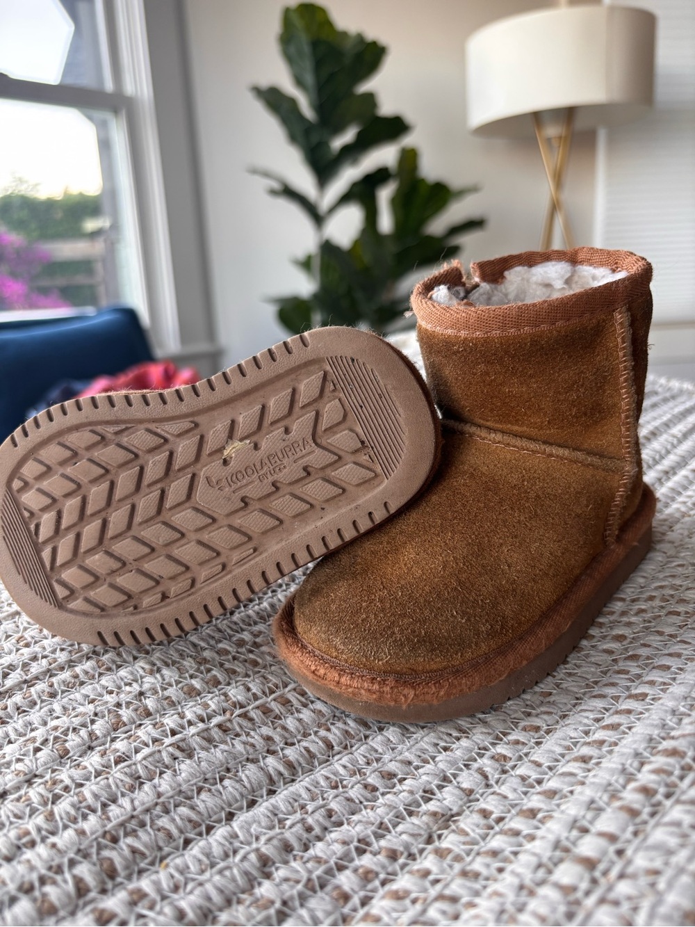 Koolaburra Kids Brown Suede Shearling-Lined Boots